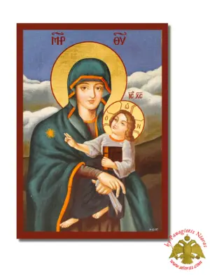 Virgin Mary Scapular Byzantine Wooden Icon on Canvas