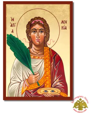 The Saint Loukia Byzantine Wooden Icon on Canvas