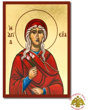 The Saint Eva Byzantine Wooden Icon on Canvas