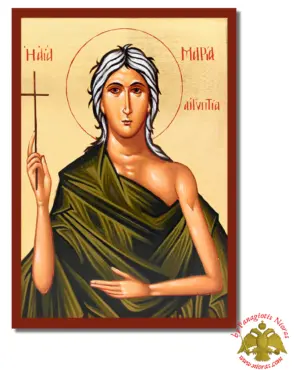 The Saint Mary of Egypt Byzantine Wooden Icon on Canvas