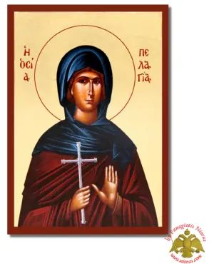 Τhe Ηoly Pelagia Byzantine Wooden Icon on Canvas