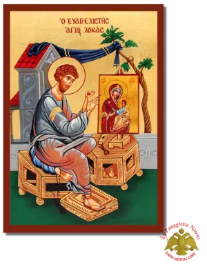 The Saint Luke the Evangelist Byzantine Wooden Icon on Canvas