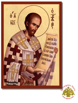 The Saint John Chrysostom Byzantine Wooden Icon on Canvas