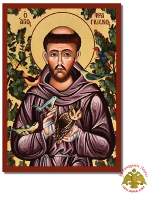 The Saint Francis of Assisi Byzantine Wooden Icon on Canvas