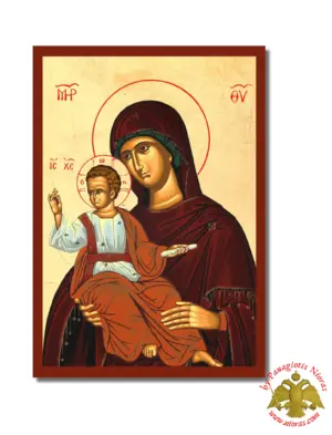 Virgin Mary the right-winger Byzantine Wooden Icon on Canvas