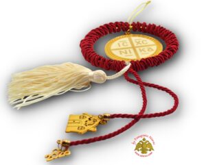 Orthodox Gift ICXC Metal Detail in Burgundy Cord Tassel
