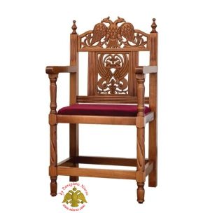 Orthodox Church Wood Carved Chair with Byzantine Eagle Decorated in the Back (price per seat)