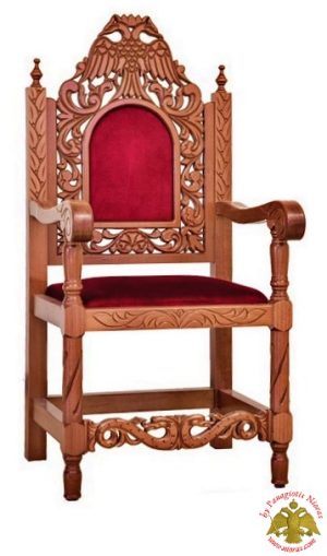 Orthodox Church Wood Carved Chair with Byzantine Eagle Decorated in the Back (price per seat)