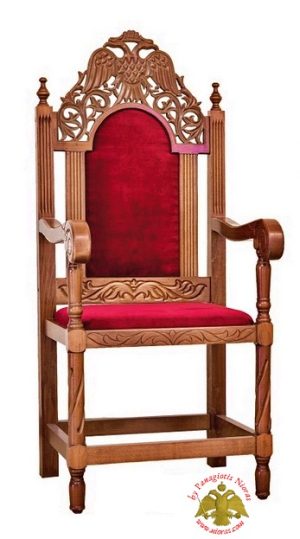 Orthodox Church Wood Carved Chair with Byzantine Eagle Decorated in the Back (price per seat)
