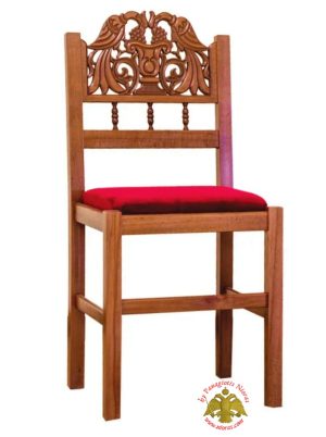 Orthodox Church Wood Carved Chair with Peacock Decorated in the Back (price per seat)