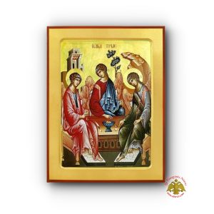 HOLY TRINITY (THREE ANGELS, FROM THE HOSPITALITY OF ABRAHAM) BYZANTINE WOODEN ICON