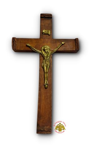 Orthodox Wooden Cross with Metal Jesus Christ Figure 12x20cm