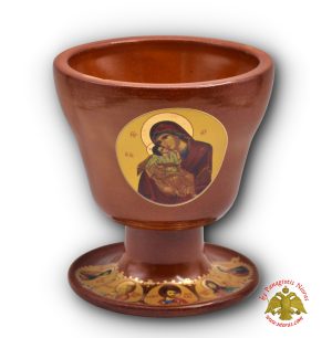 Ceramic Oil Candle Holy Communion Cup Design Brown 8x12cm
