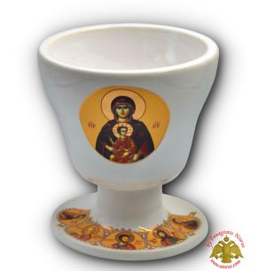 Ceramic Oil Candle Holy Communion Cup Design White 8x12cm