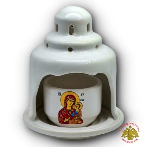 Ceramic Oil Candle Temple Theomitor Design White 12x16cm