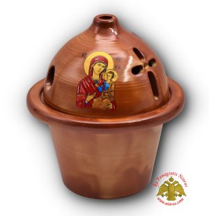 Ceramic Oil Candle Temple Dome Theomitor Design Brown 12x16cm