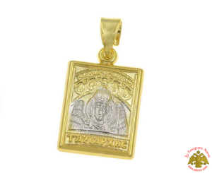 Μενταγιόν Ασημένιο 925 Στρογγυλό Ταξιάρχης Μανταμάδος 12x15mm ΔΙΧΡΩΜΟ