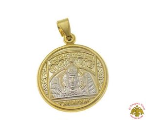 Μενταγιόν Ασημένιο 925 Στρογγυλό Ταξιάρχης Μανταμάδος 15mm ΔΙΧΡΩΜΟ