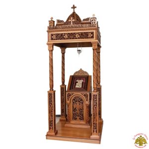 Hand carved Wooden Icon Stand Byzantine Eagle With Ciborium