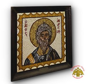 Hand Made Saint Andrew Mosaic Icon with Wooden Frame 50 x 50cm by Artist Zoupas