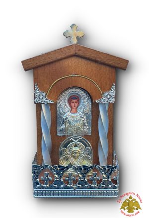 Traditional Orthodox Icon Archangel Michael with Electric Lamp Wooden Colored 8x17cm (Copy)