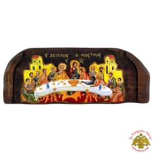 Antique Style Mystical Supper in Rectangular Shape on Natural Wood