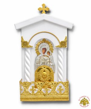 Traditional Orthodox Iconostasis with Electric Lamp White Coloured 8x17cm