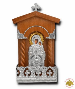 Traditional Orthodox Iconostasis with Electric Lamp Wooden Coloured 13x22cm