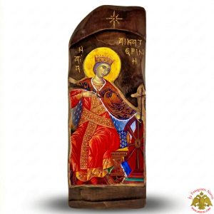 Παλαιωμένη Εικόνα Αγία Αικατερίνη σε Φυσικό Ξύλο