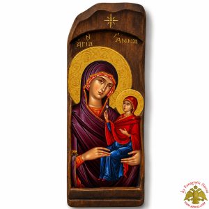 Παλαιωμένη Εικόνα Αγία Άννα σε Φυσικό Ξύλο