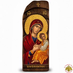 Παλαιωμένη Εικόνα Παναγία Αμόλυντος σε Φυσικό Ξύλο