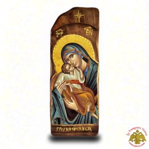 Παλαιωμένη Εικόνα Παναγία Γλυκοφιλουσα σε Φυσικό Ξύλο