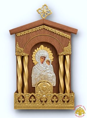 Traditional Orthodox Iconostasis with Electric Lamp 13x22cm Theotokos Icon