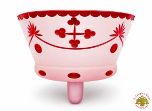 Orthodox Holy Water Bowl Cross Carved Glass in Orange White Color Made in Romania