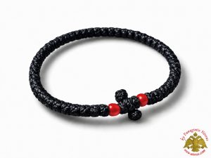 Orthodox Prayer Rope Waxed Black With Cross
