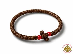 Orthodox Prayer Rope Waxed Brown With Cross