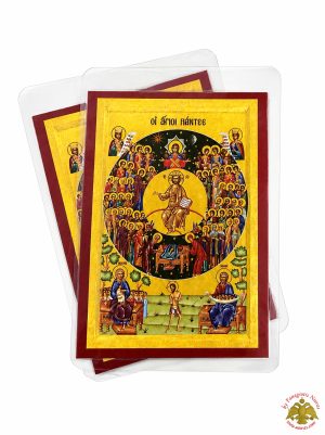 Laminated Byzantine Icon of All Saints' Divine Chorus