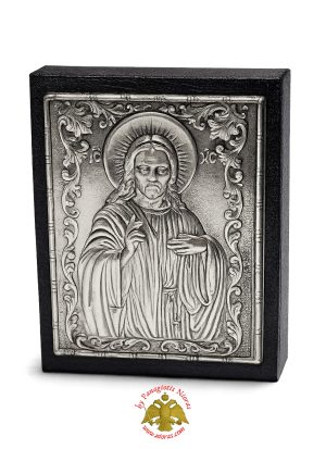 Jesus Christ Byzantine Aluminum Icon Nickel color 7x9cm