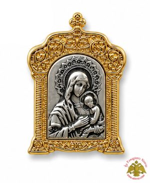 Magnetic Orthodox Icon Theotokos Panagia in Golden Frame 35x45mm