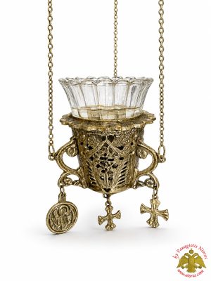 Orthodox Church Hanging Oil Candle Gianiotino Style Brass