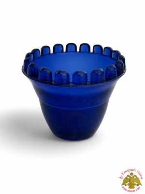 Κανδηλόκουπα Γυάλινη Μπλέ Λουλούδι h:7cm d:8cm (set of 2)