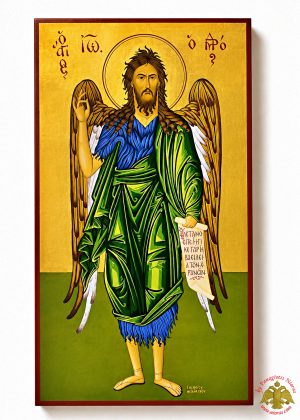 Saint John the Baptist Half Figure Orthodox Byzantine Wooden Icon 50x90